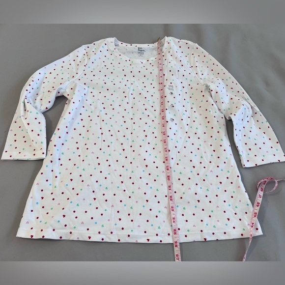 KIM ROGERS-PERFECTLY SOFT 100% Cotton Knit Top White w/Hearts/Polka Dots M New - Picture 4 of 10